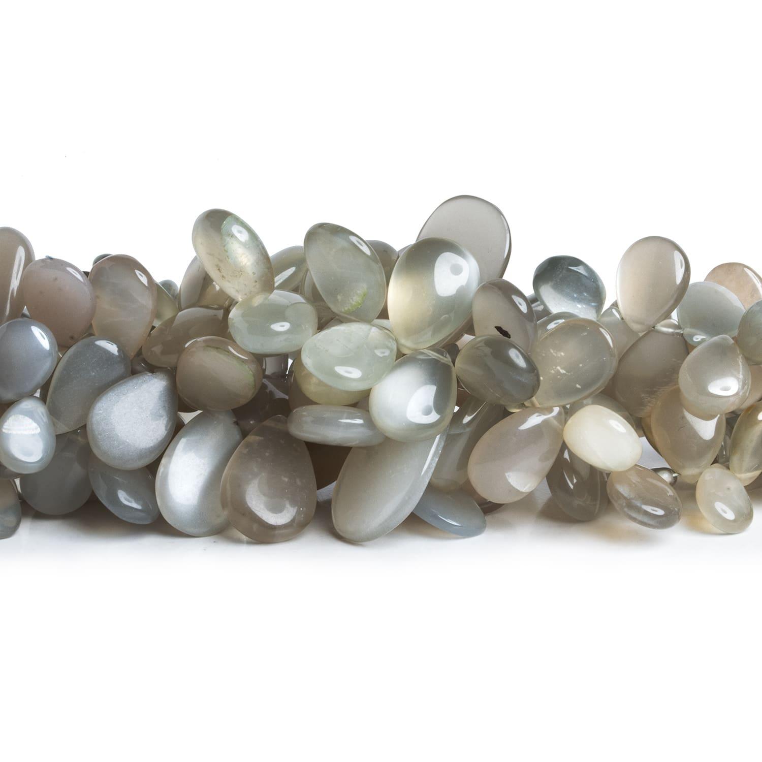 14x9mm Platinum Moonstone Plain Pears 8 inch 55 beads - The Bead Traders