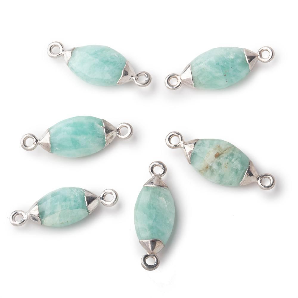 14x9mm Silver Leafed Amazonite Marquise Connector 1 piece - The Bead Traders