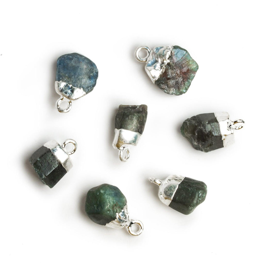 14x9mm Silver Leafed Emerald Tumbled Crystal Pendant 1 Bead - The Bead Traders