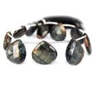 15-17.5mm Black Tiger's Eye faceted heart beads 8 inch 8 pieces - The Bead Traders