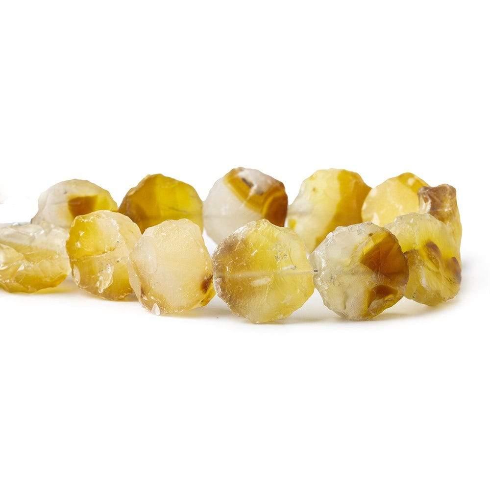 15-17mm Shaded Gold Yellow Agate Hammer Faceted Coin Beads 8 inch 13 pieces - The Bead Traders