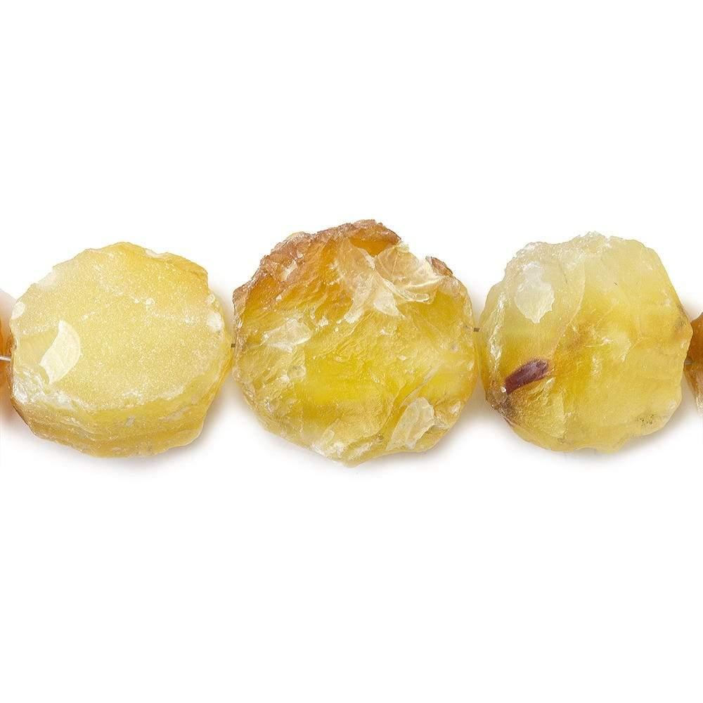 15-17mm Shaded Gold Yellow Agate Hammer Faceted Coin Beads 8 inch 13 pieces - The Bead Traders