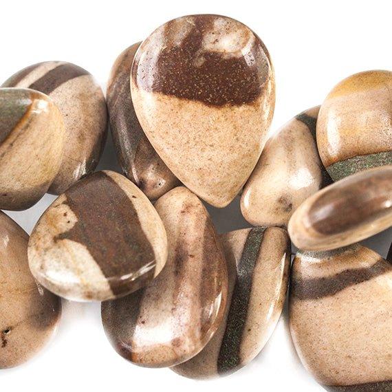 15 - 20mm Brown Zebra Jasper Plain Pear Beads 8 inch 46 pieces - The Bead Traders