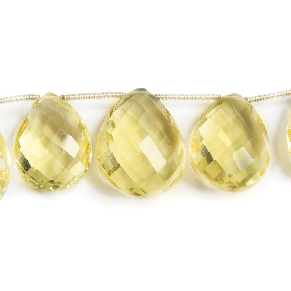 15-21mm Lemon Quartz Faceted Pear Briolette Beads 8 inch 14 pieces - The Bead Traders