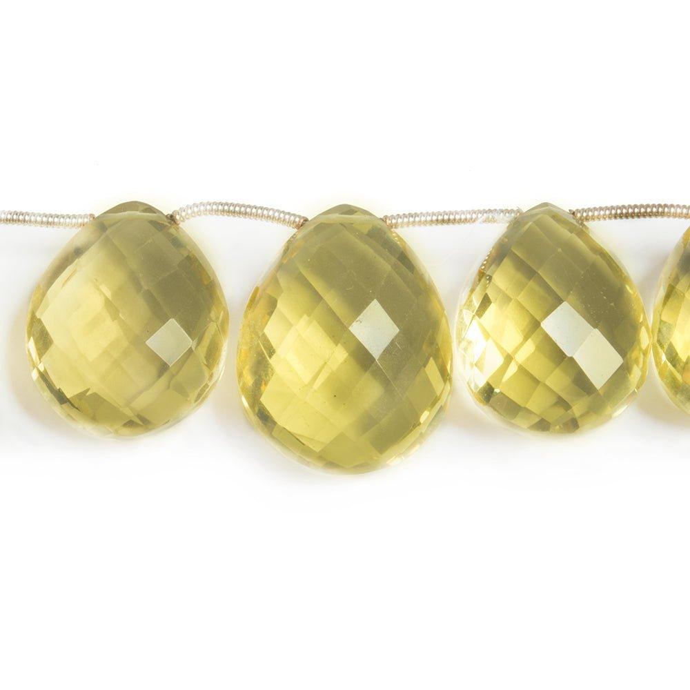 15-22mm Lemon Quartz Faceted Pear Briolette Beads 8 inch 14 pieces - The Bead Traders