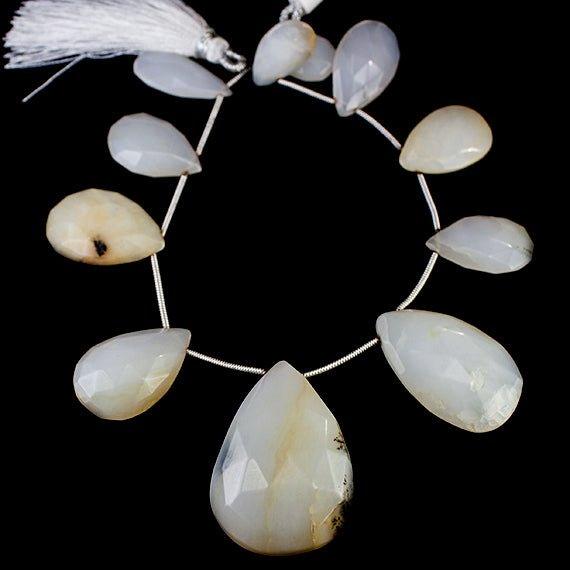 15 - 33mm Dendritic Opal Faceted Pear Briolette Beads 8 inch 11 pieces - The Bead Traders
