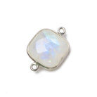 15.5mm Silver Bezel Rainbow Moonstone faceted cushion Connector 1 piece - The Bead Traders