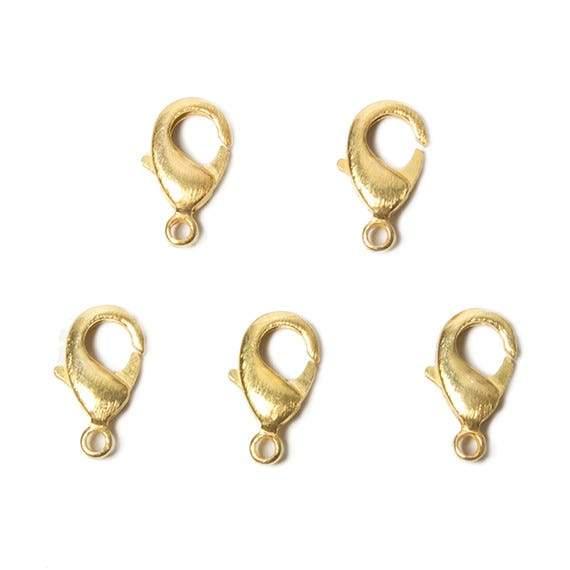 15mm 22kt Gold plated Brushed Lobster Clasp Set of 5 - The Bead Traders