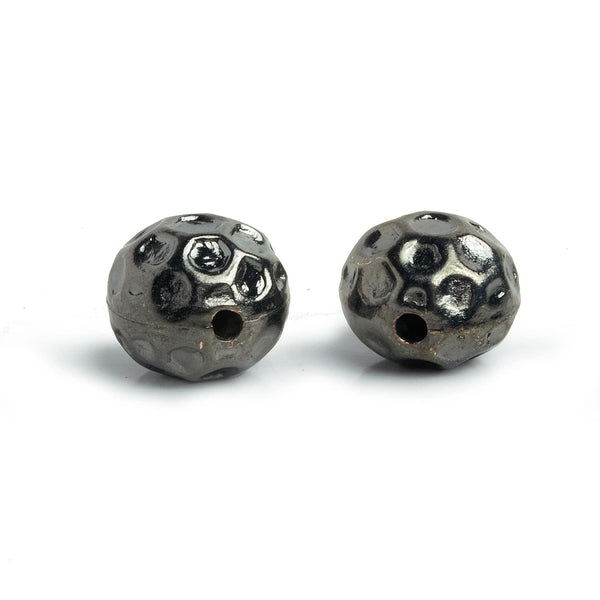 15mm Black Gold Plated Copper Round Beads 2 Pieces