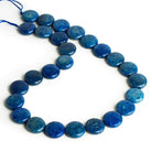 15mm Blue Fossil Coral Coins 15 inch 25 beads - The Bead Traders