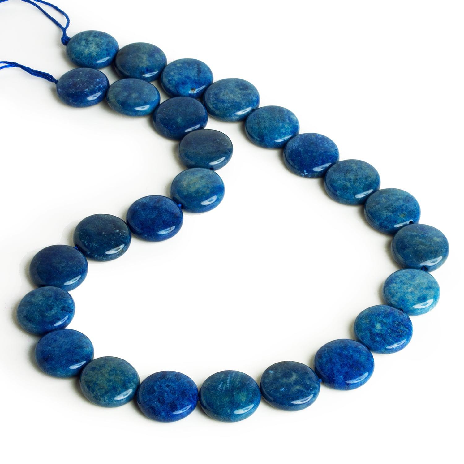 15mm Blue Fossil Coral Coins 15 inch 25 beads - The Bead Traders