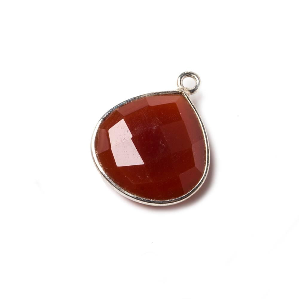 15mm Carnelian Heart .925 Silver Bezel Pendant 1 ring charm, 1 piece - The Bead Traders