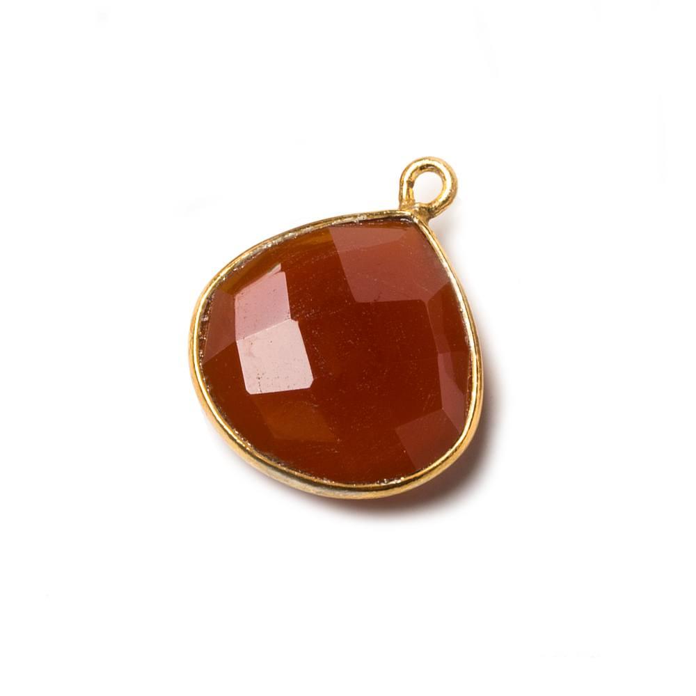 15mm Carnelian Heart Vermeil Bezel Pendant 1 ring charm, 1 piece - The Bead Traders