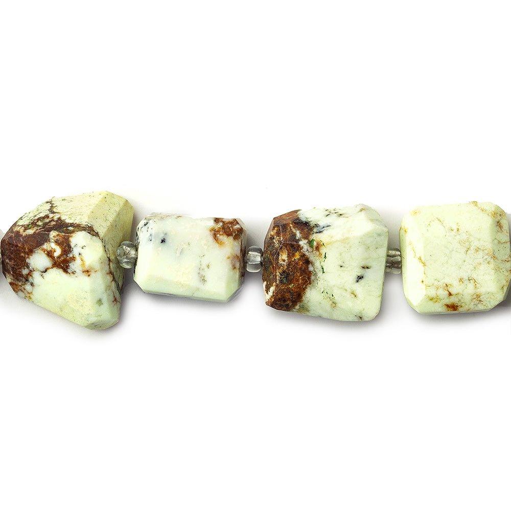 15mm Chryrsoprase & Matrix Faceted Nugget Beads, 14 inch - The Bead Traders