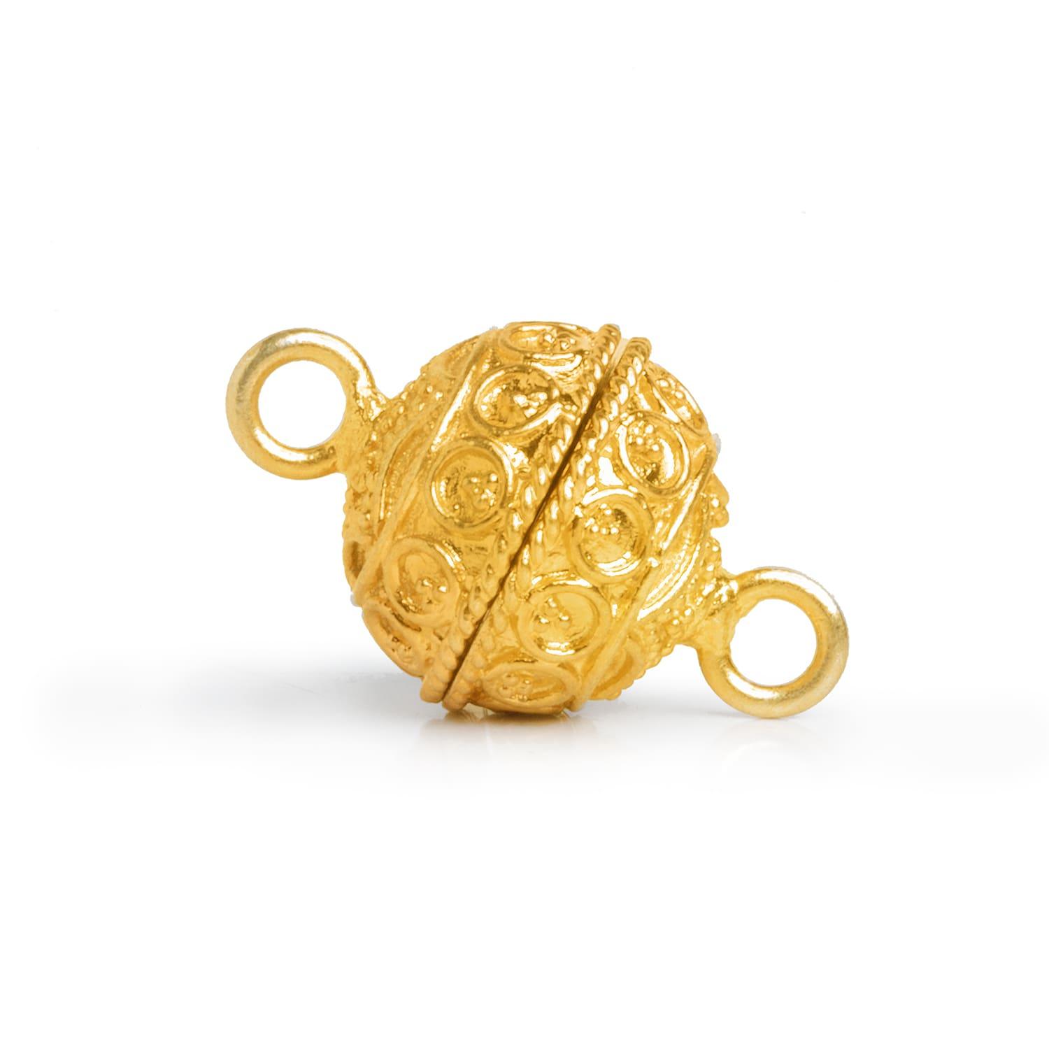 15mm Gold Plated Miligrain Circle Design Magnetic Clasp 1 Piece - The Bead Traders