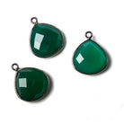 15mm Green Chalcedony Heart Oxidized Silver Bezel Pendant 1 ring charm, 1 piece - The Bead Traders
