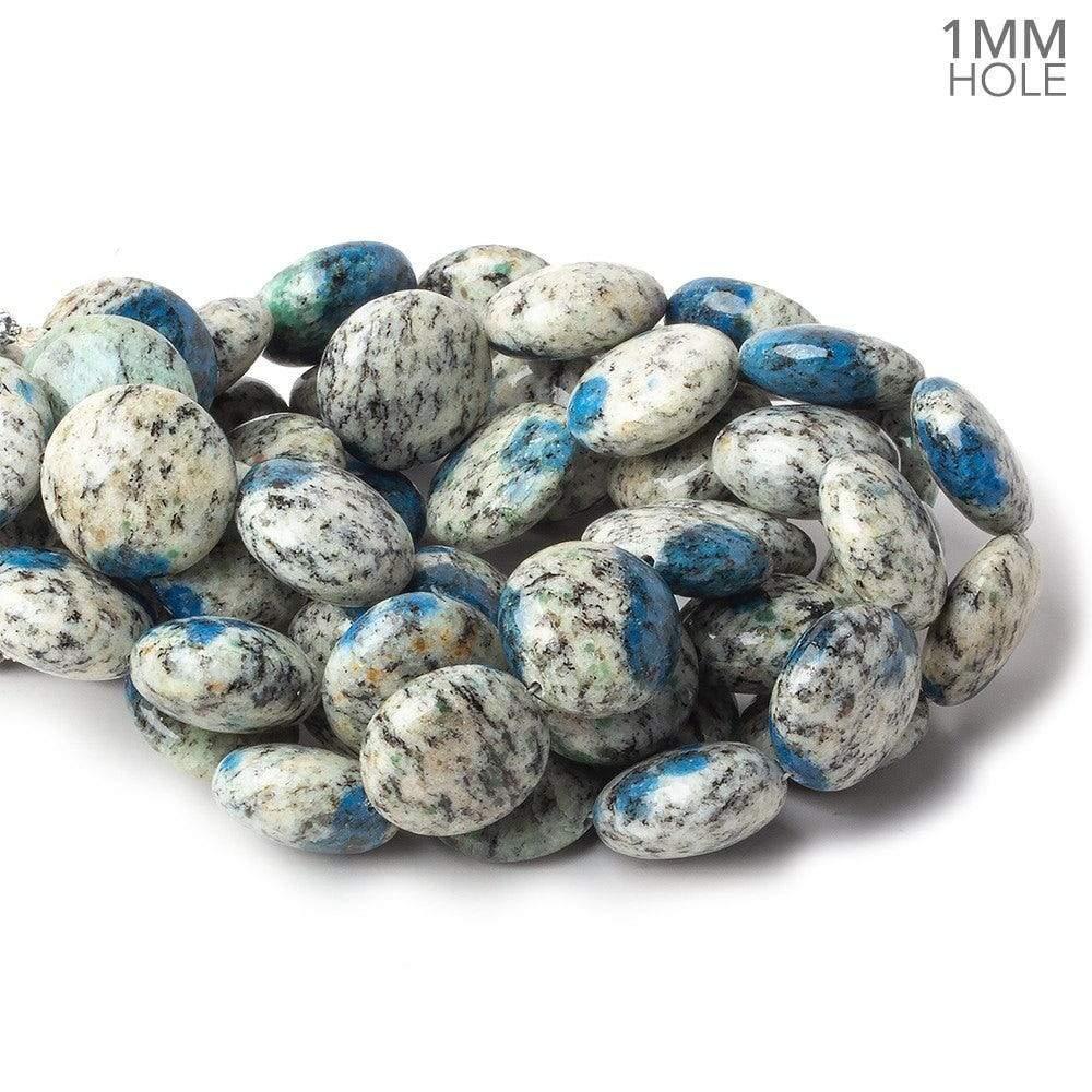 15mm K2 Azurite Granite "K2 Jasper" plain coin beads 8 inch 14 pieces 1mm hole - The Bead Traders