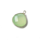 15mm Lime Green Chalcedony Heart .925 Silver Bezel Pendant 1 ring charm, 1 piece - The Bead Traders