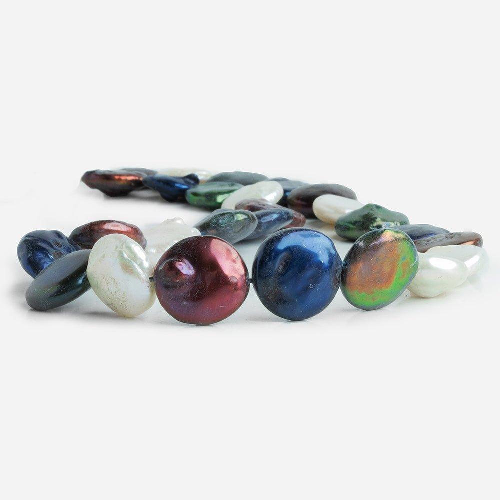 15mm Multi Color Coin Pearls 16 inch 25 pieces - The Bead Traders