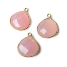 15mm Petal Pink Chalcedony Heart Vermeil Bezel Pendant 1 ring charm, 1 piece - The Bead Traders