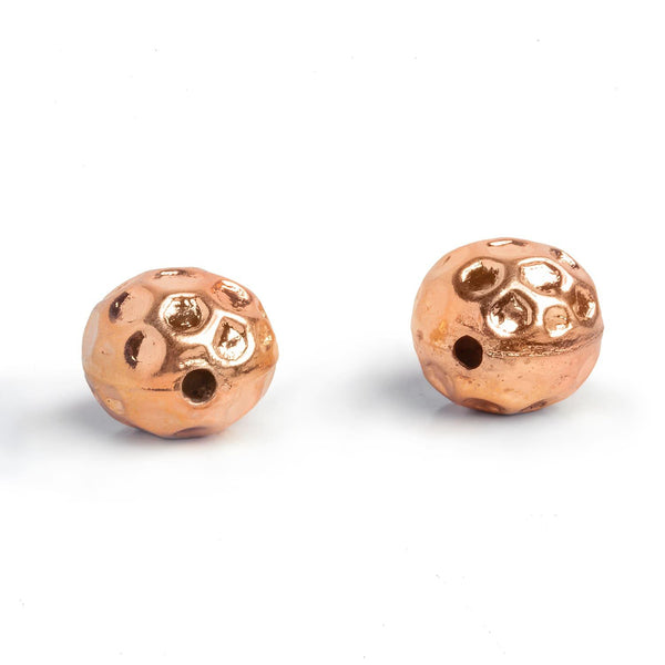 15mm Rose Gold Plated Copper Round Beads 2 Pieces