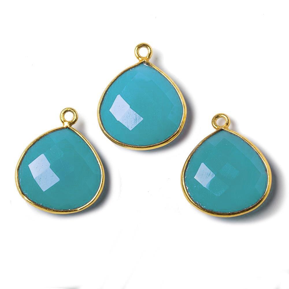 15mm Santorini Blue Chalcedony Heart Vermeil Bezel Pendant - The Bead Traders