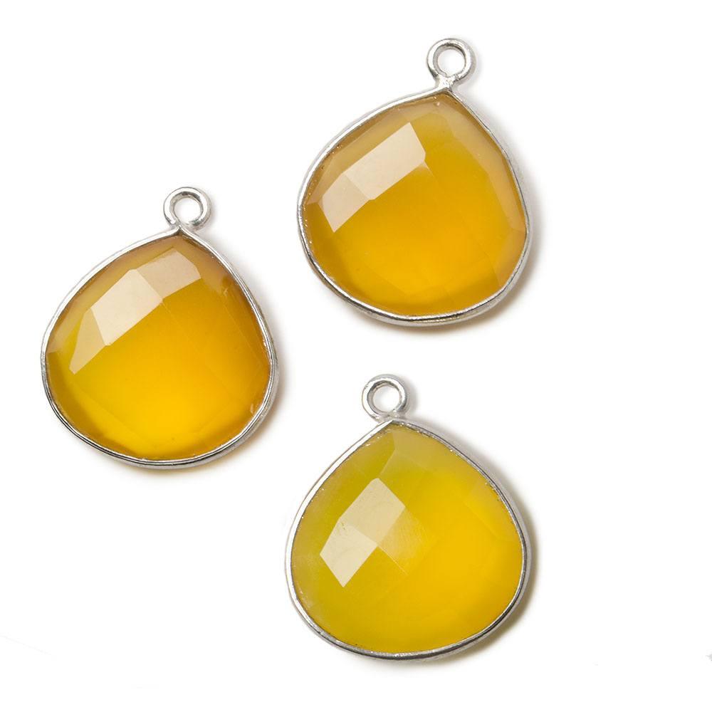 15mm Silver .925 Butterscotch Yellow Chalcedony faceted heart Pendant 1 piece - The Bead Traders