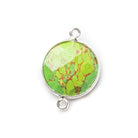 15mm Silver Bezel Green Turquoise Faceted Coin Focal Bead (Lab Created) 1 piece - The Bead Traders