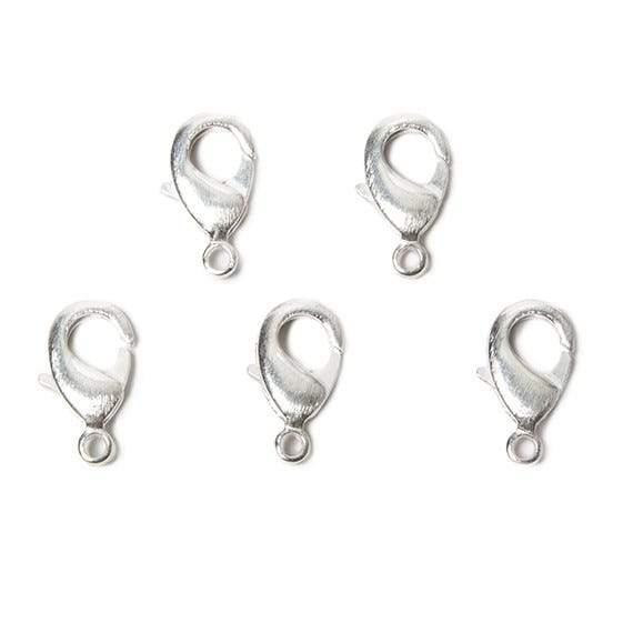 15mm Sterling Silver plated Brushed Lobster Clasp Set of 5 - The Bead Traders