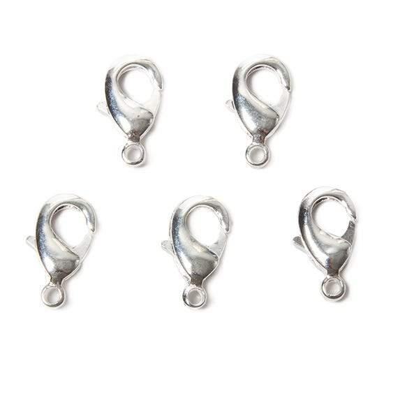 15mm Sterling Silver plated Lobster Clasp Set of 5 - The Bead Traders