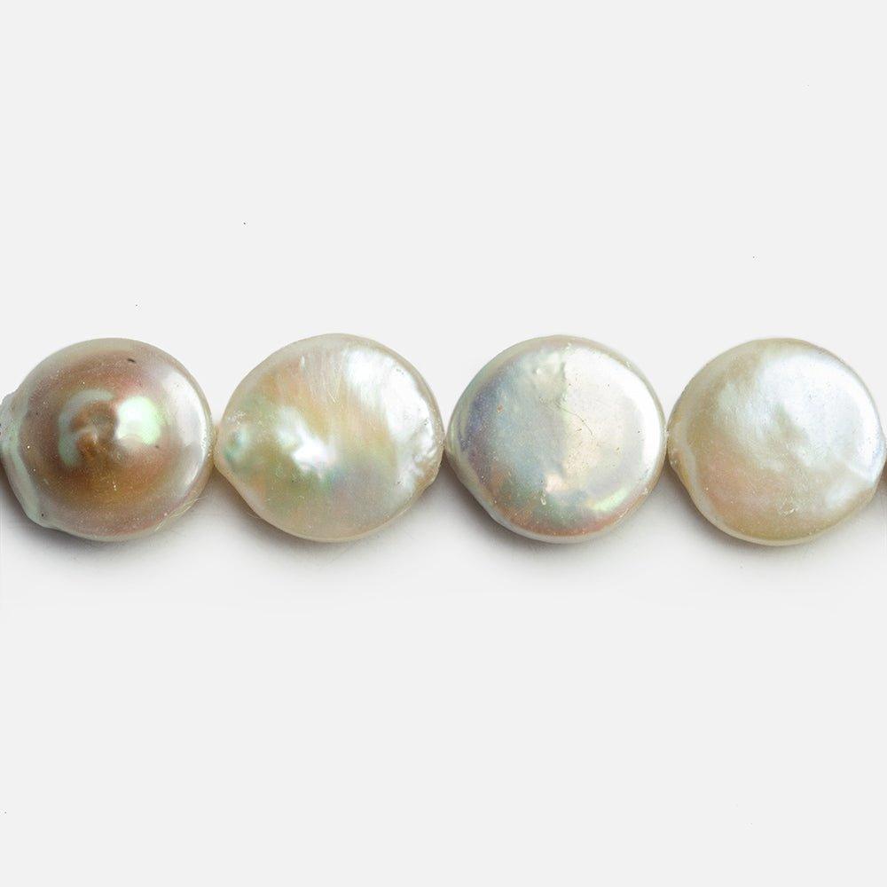 15mm Toasted Peach Freshwater Coin Pearls 15 inch 19 pieces - The Bead Traders
