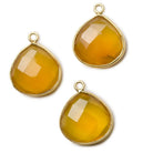 15mm Vermeil Bezel Butterscotch Yellow Chalcedony faceted heart Pendant 1 piece - The Bead Traders