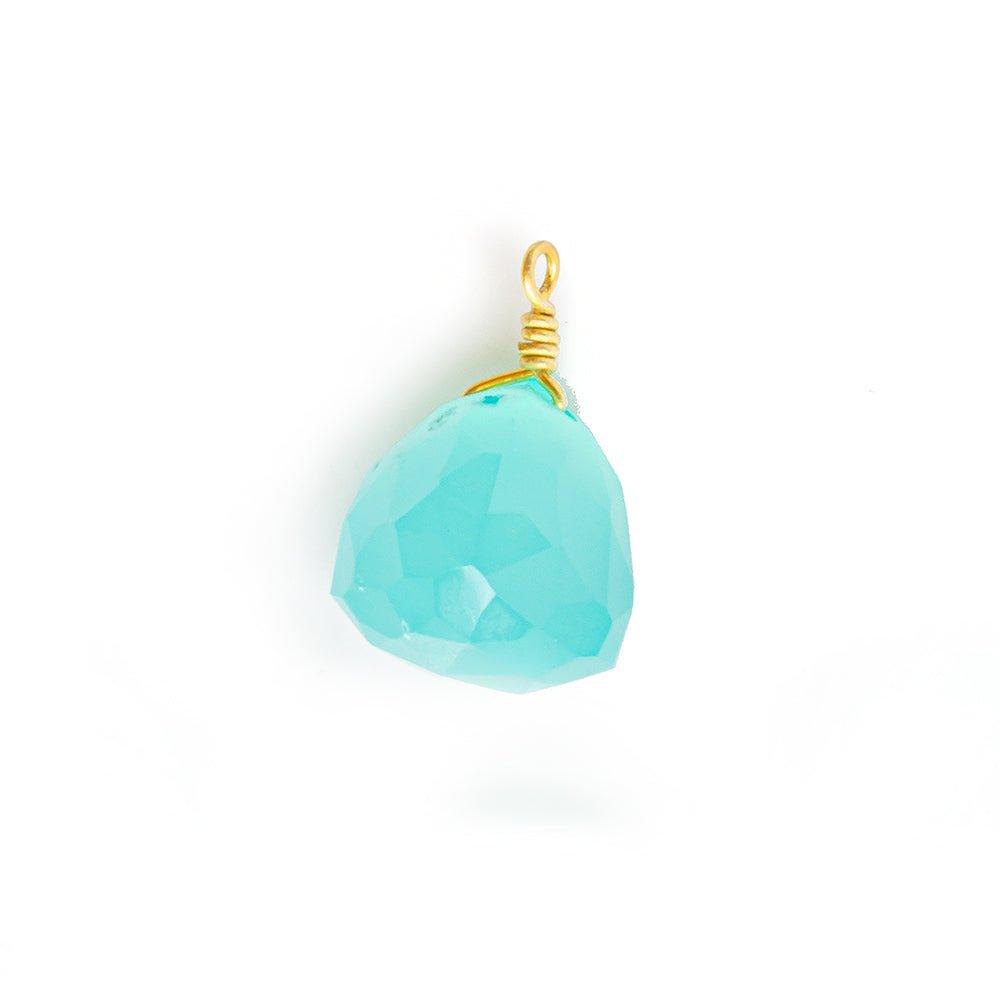 15x10mm-17x12mm Seafoam Blue Wire Wrapped Trillion Focal Pendant 1 Piece - The Bead Traders