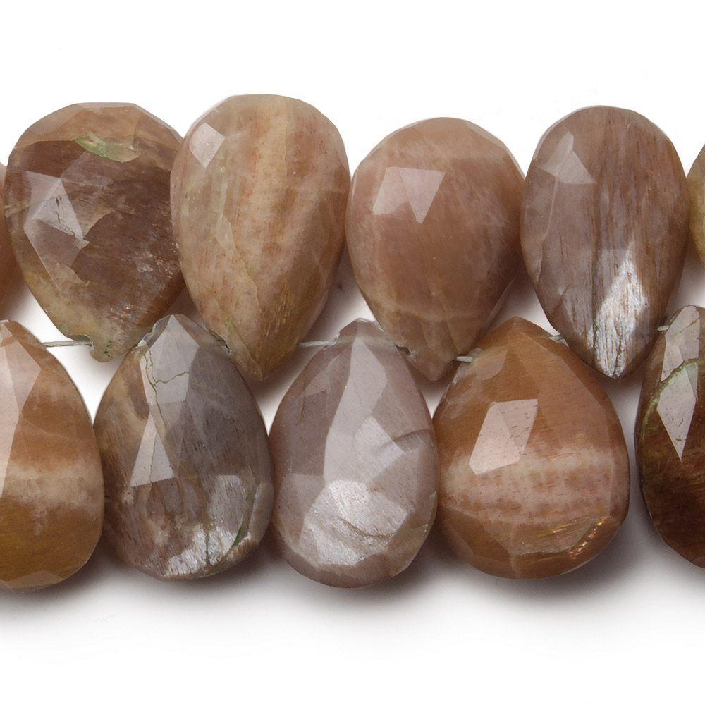 15x10mm-18x12mm Sunstone Faceted Pear Beads 8 inch 41 pieces - The Bead Traders