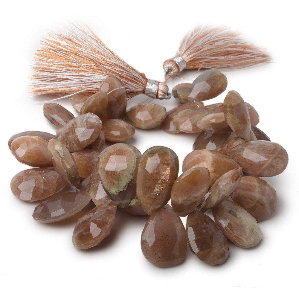 15x10mm-18x12mm Sunstone Faceted Pear Beads 8 inch 41 pieces - The Bead Traders