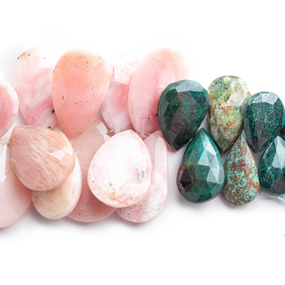 15x10mm-27x19mm Multi Gemstone Faceted Pear Beads 9 inch 43 pieces - The Bead Traders