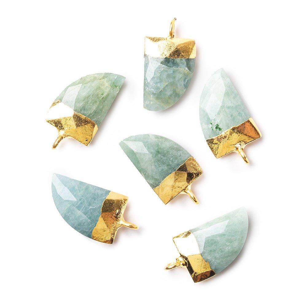 15x10mm Gold Leafed Aquamarine faceted horn focal Pendant 1 piece - The Bead Traders