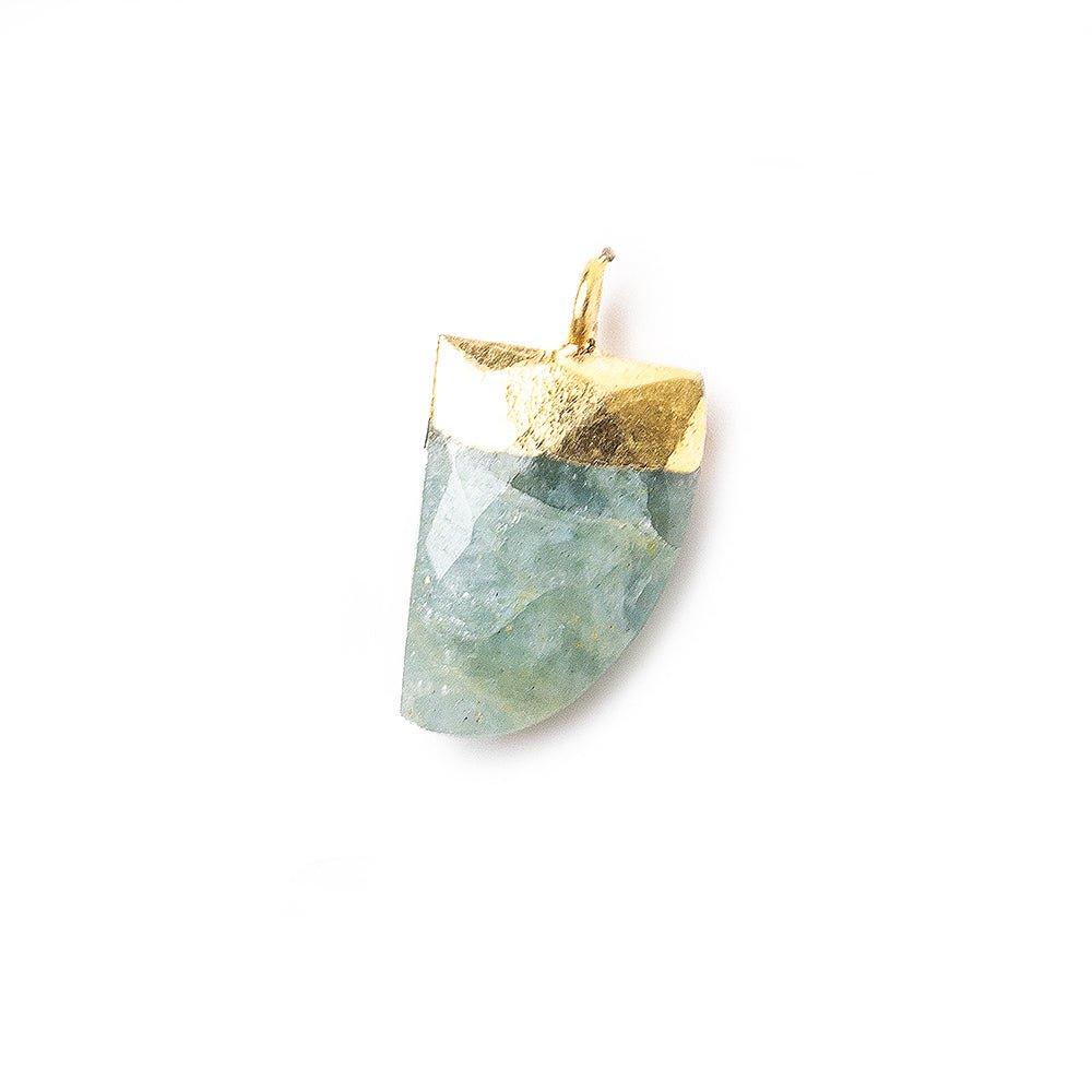 15x10mm Gold Leafed Aquamarine faceted horn focal Pendant 1 piece - The Bead Traders