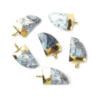 15x10mm Gold Leafed Dendritic Opal faceted horn focal Pendant 1 piece - The Bead Traders