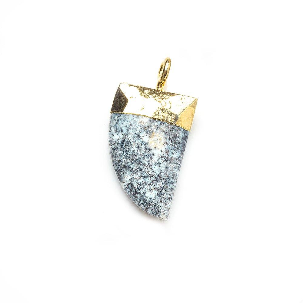 15x10mm Gold Leafed Dendritic Opal faceted horn focal Pendant 1 piece - The Bead Traders