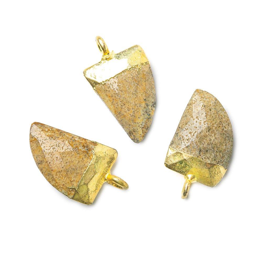 15x10mm Gold Leafed Desert Jasper faceted horn focal Pendant 1 piece - The Bead Traders