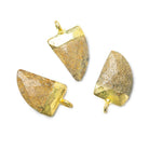 15x10mm Gold Leafed Desert Jasper faceted horn focal Pendant 1 piece - The Bead Traders