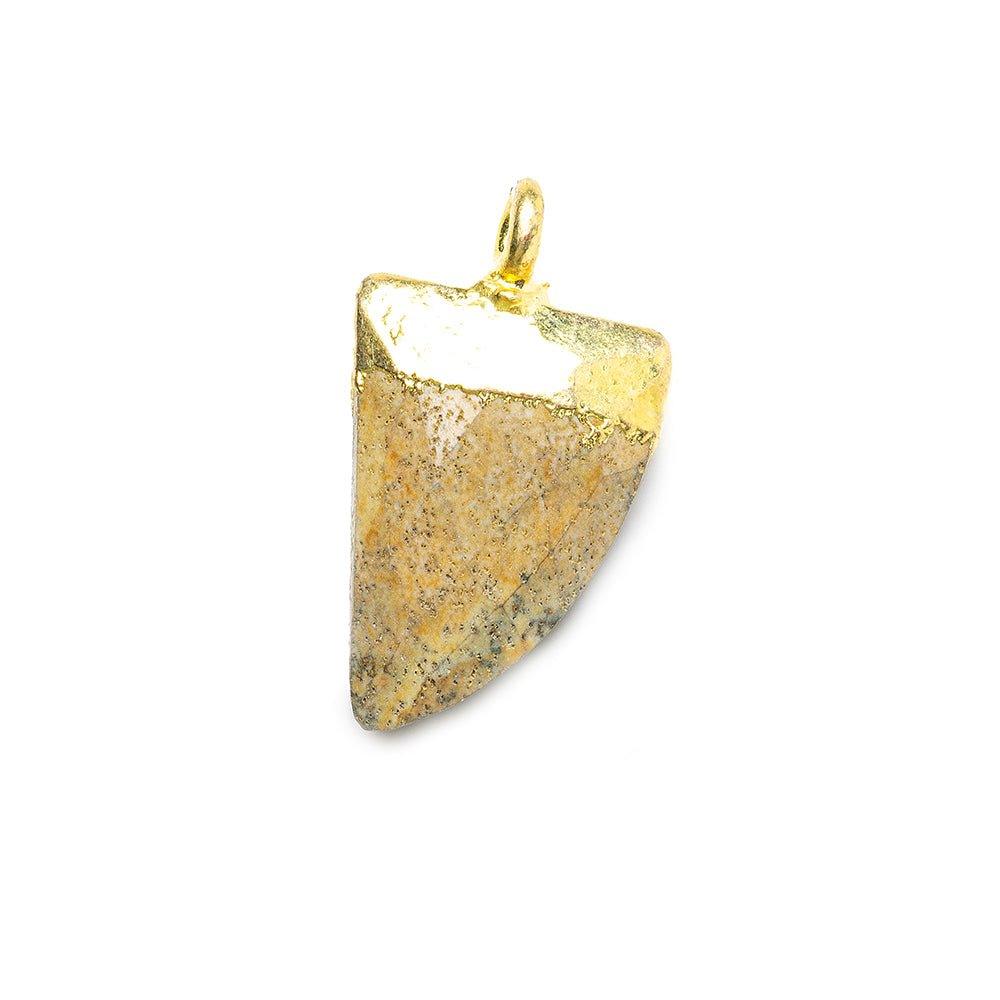 15x10mm Gold Leafed Desert Jasper faceted horn focal Pendant 1 piece - The Bead Traders
