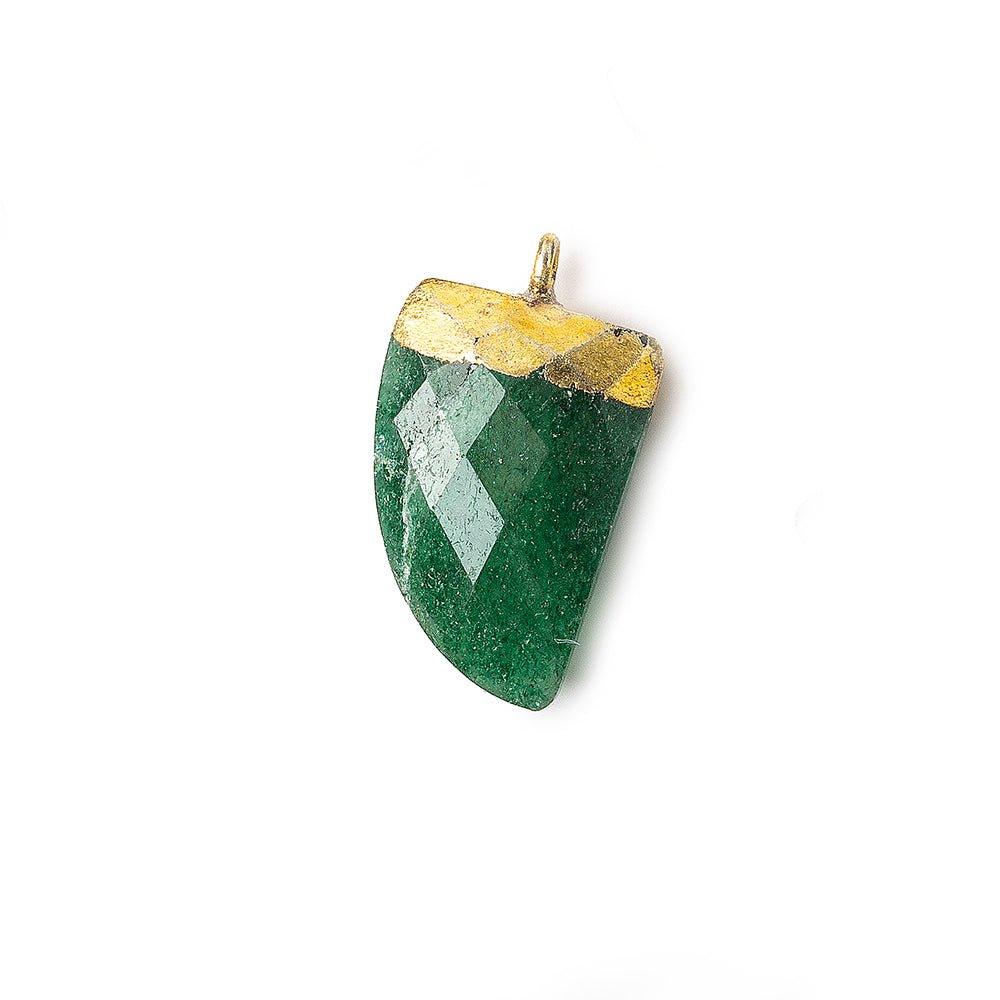 15x10mm Gold Leafed Green Aventurine faceted horn focal Pendant 1 piece - The Bead Traders
