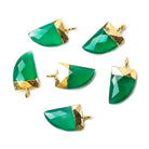 15x10mm Gold Leafed Green Onyx faceted horn focal Pendant 1 piece - The Bead Traders