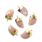 15x10mm Gold Leafed Peach Moonstone faceted horn focal Pendant 1 piece - The Bead Traders