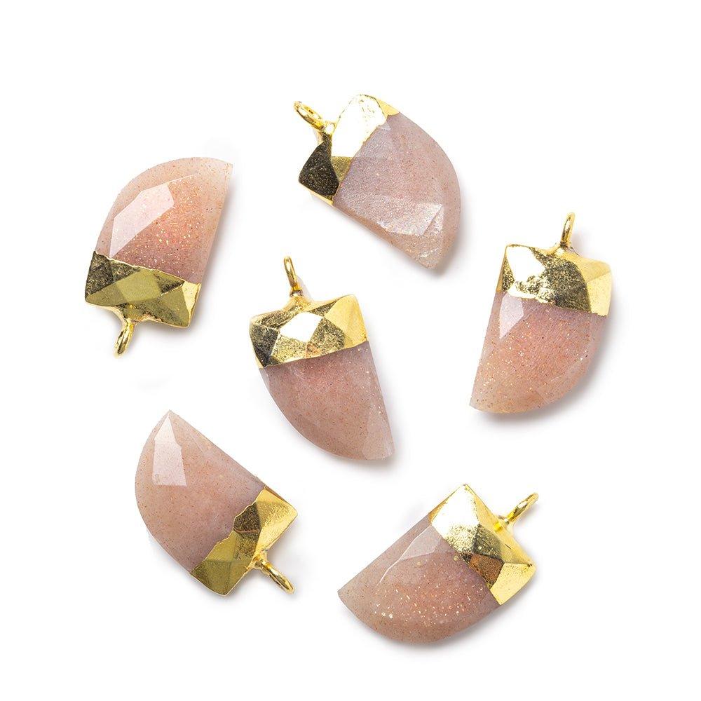 15x10mm Gold Leafed Peach Moonstone faceted horn focal Pendant 1 piece - The Bead Traders