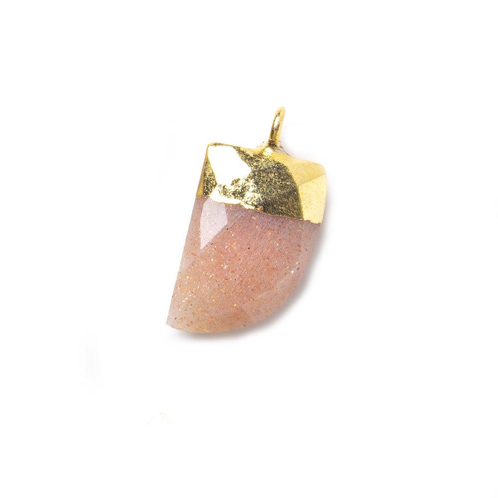 15x10mm Gold Leafed Peach Moonstone faceted horn focal Pendant 1 piece - The Bead Traders