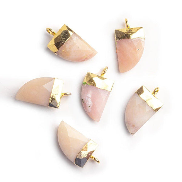 15x10mm Gold Leafed Pink Peruvian Opal Horn Pendant 1 Bead