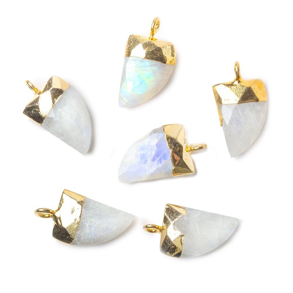 15x10mm Gold Leafed Rainbow Moonstone faceted horn focal Pendant 1 piece - The Bead Traders